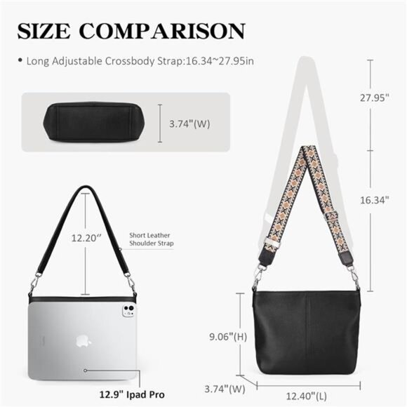 Genuine Leather Purse for Women Soft Crossbody Purse Hobo Bag Women's - Picture 5 of 14